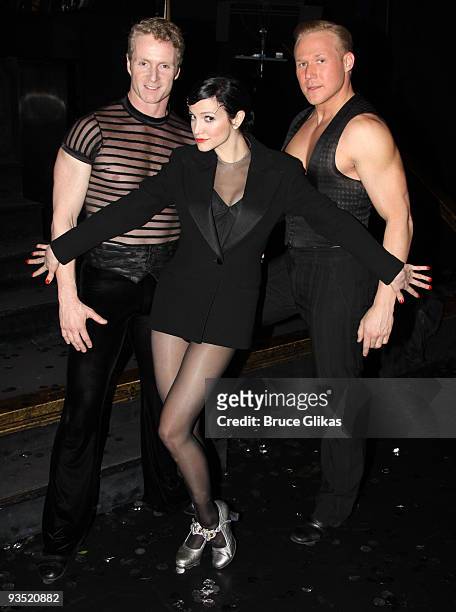 Exclusive Coverage* Brian O'Brien, Ashlee Simpson-Wentz as "Roxie Hart" and Jason Patrick Sands pose backstage at "Chicago" on Broadway at the...