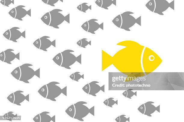 stockillustraties, clipart, cartoons en iconen met gaan uw eigen manier concepten - fish