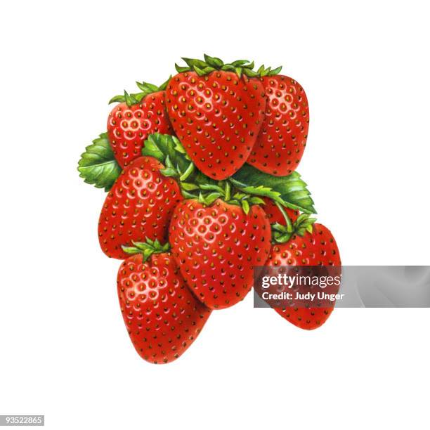 stockillustraties, clipart, cartoons en iconen met strawberries hanging - strawberry