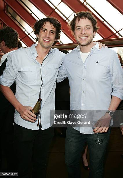 Andy Lee and Hamish Blake pose during the Australian Open Gala Cocktail Function at the Sydney Opera House on December 1, 2009 in Sydney, Australia.