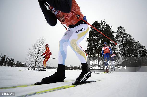 Athletes train in Ruka-Kuusamo on November 27, 2009 on the eve of the nordic combined men's and women's World Cup in Kuusamo, Finland. AFP PHOTO...