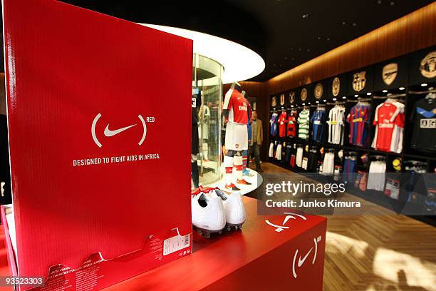 General interior view of the NikeTown Tokyo on December 1, 2009 in Tokyo, Japan. Japan National Team football player Tulio Marcus Tanaka is announced...