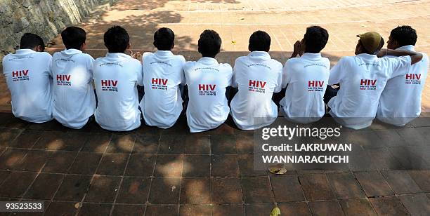 Sri Lankan volunteers participate in a meeting to mark World AIDS Day in Colombo on December 1, 2009. Some 1,161 HIV positive cases have been...