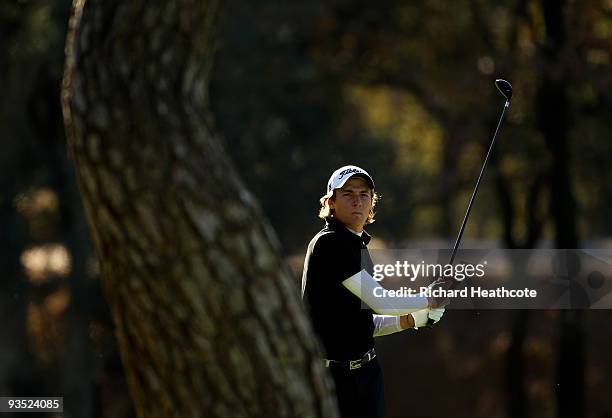 Benjamin Herbert of France in action during the fourth round of the European Tour Qualifying School Final Stage at the PGA Golf de Catalunya golf...