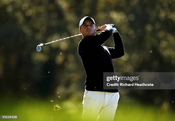 Javier Colomo of Spain in action during the fourth round of the European Tour Qualifying School Final Stage at the PGA Golf de Catalunya golf resort...