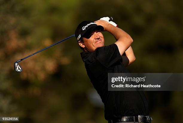 Jarmo Sandelin of Sweden in action during the fourth round of the European Tour Qualifying School Final Stage at the PGA Golf de Catalunya golf...