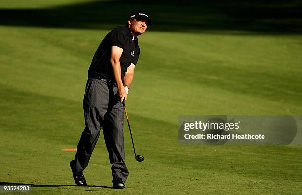 Jarmo Sandelin of Sweden in action during the fourth round of the European Tour Qualifying School Final Stage at the PGA Golf de Catalunya golf...