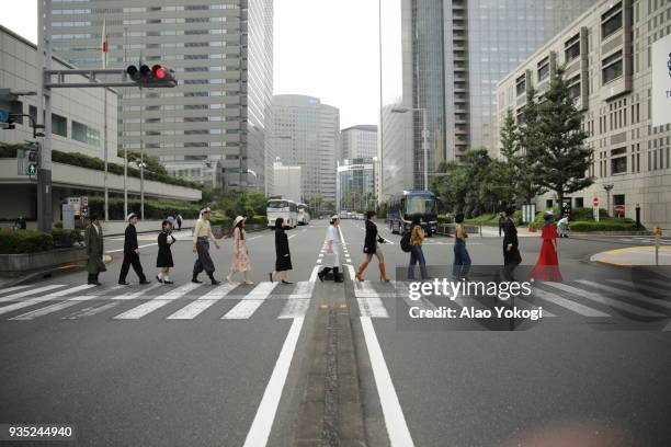 the march of the actors - tokyo metropolitan government building stock pictures, royalty-free photos & images