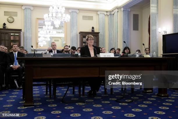 Heidi King, deputy administrator of the National Highway Traffic Safety Administration , listens during a Senate Commerce Committee hearing on NHTSA...