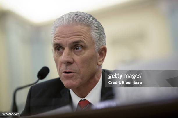 Rick Schostek, executive vice president of Honda North America Inc., speaks during a Senate Commerce Committee hearing on National Highway Traffic...