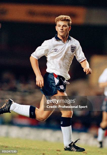 Mark Robins of England Under-21's in action, circa 1991.