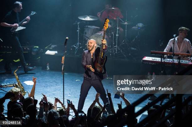 Sam Harris from X Ambassadors performs at L'Alhambra on March 20, 2018 in Paris, France.