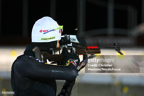 Simone Hauswald of Germany shoots during a training session ahead of the E.ON Ruhrgas IBU Biathlon World Cup on December 1, 2009 in Ostersund, Sweden.