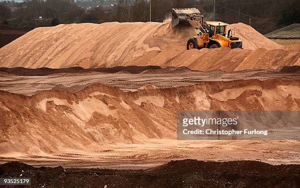 General view of one of the mountains of road salt at the Salt Union mine in Cheshire which will be distributed to councils around the country to...