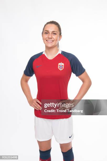 Vilde Boe Risa of Norway during the launch of national kit Woman`s National Team NFF on February 27, 2018 in Portimao, Portugal.