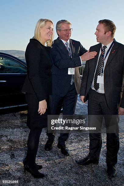 Crown Princess Mette-Marit of Norway and Fabian Stang the Mayor of Oslo attend the World Aids Day event at Romsas Frivillighetssentral on December 1,...