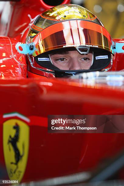 Jules Bianchi of France and team Ferrari in action at the Circuito De Jerez on December 1, 2009 in Jerez de la Frontera, Spain.