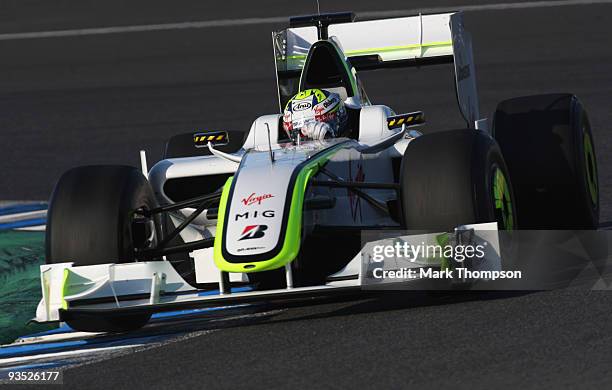 Marcus Ericsson of Sweden and team Brawn GP in action to drive at the Circuito De Jerez on December 1, 2009 in Jerez de la Frontera, Spain.