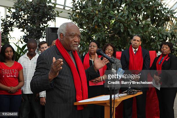 Congressman Danny K. Davis participates in the press conference at Garfield Park Conservatory to raise awareness of AIDS in Africa on World AIDS Day...