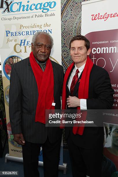 Danny K. Davis and Colin Brady at the press conference at Garfield Park Conservatory to raise awareness of AIDS in Africa on World AIDS Day at...