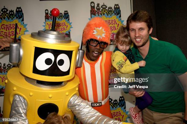 Actor Jon Heder and guests pose during the Yo Gabba Gabba! : "There's A Party In My City" Live at The Shrine Auditorium on November 15, 2009 in Los...