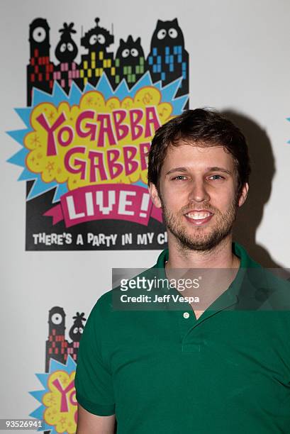 Actor Jon Heder performs during the Yo Gabba Gabba! : "There's A Party In My City" Live at The Shrine Auditorium on November 15, 2009 in Los Angeles,...