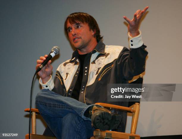 Director Richard Linklater attends the Q&A portion of the premiere of Me And Orson Welles at The Paramount Theater on November 30, 2009 in Austin,...