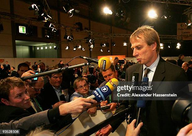 Head coach Juergen Klinsmann of Germany reacts to the World Cup draw December 9, 2005 in Leipzig, Germany. Former head coach of the German National...