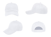 Blank baseball cap 4 view color white