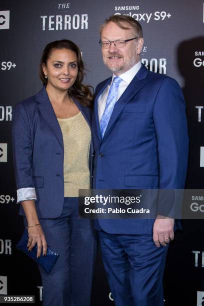 Allegra Riggio and hudband Jared Harris attend 'The Terror' premiere at Philips Theater on March 20, 2018 in Madrid, Spain.