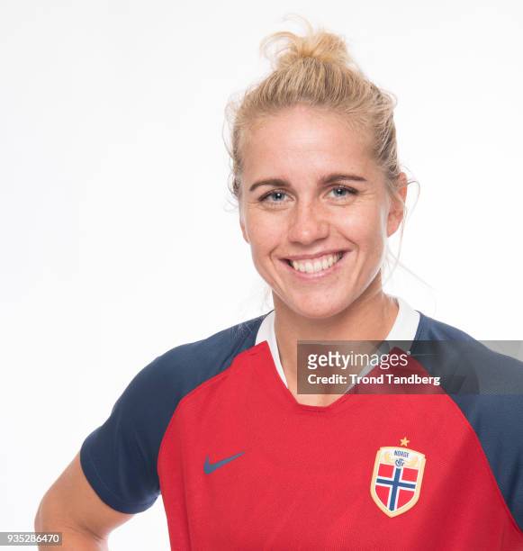 Elise Thorsnes of Norway during a photo call on February 27 , 2018 in Portimao, Portugal.