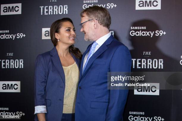 Allegra Riggio and hudband Jared Harris attend 'The Terror' premiere at Philips Theater on March 20, 2018 in Madrid, Spain.