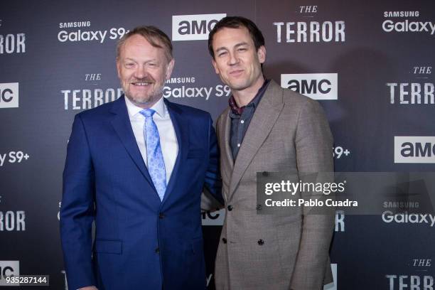 British actors Jared Harris and Tobias Menzies attend 'The Terror' premiere at Philips Theater on March 20, 2018 in Madrid, Spain.