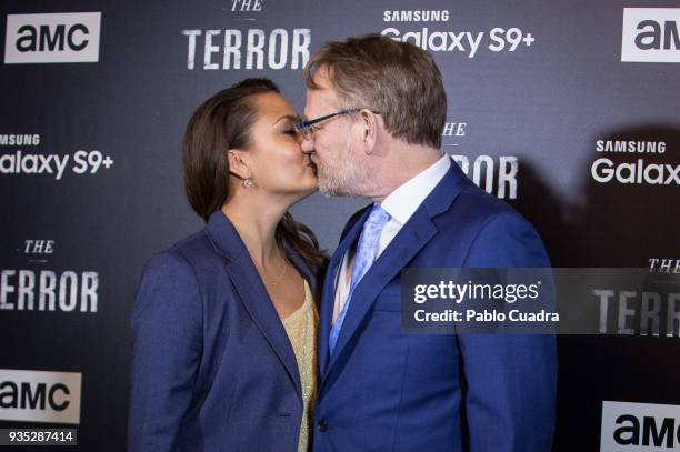 Allegra Riggio and hudband Jared Harris attend 'The Terror' premiere at Philips Theater on March 20, 2018 in Madrid, Spain.