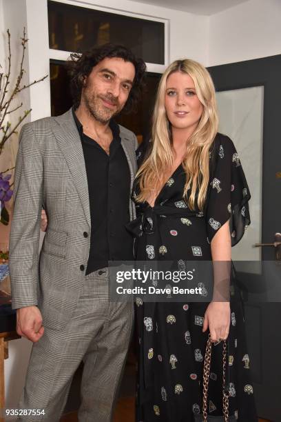 Derrick Santini and Gracie Egan attend an exclusive dinner celebrating Derrick Santini's exhibition "Float & Fly", curated by Mark Broadbent of...