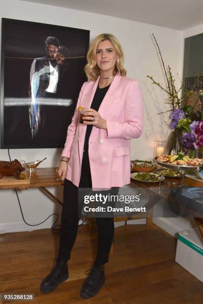 Annabel Simpson attends an exclusive dinner celebrating Derrick Santini's exhibition "Float & Fly", curated by Mark Broadbent of 'Bread & Honey', at...