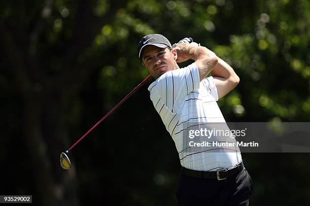 Trevor Immelman hits a shot during the second round of the Crowne Plaza Invitational at Colonial Country Club on May 29, 2009 in Ft. Worth, Texas.