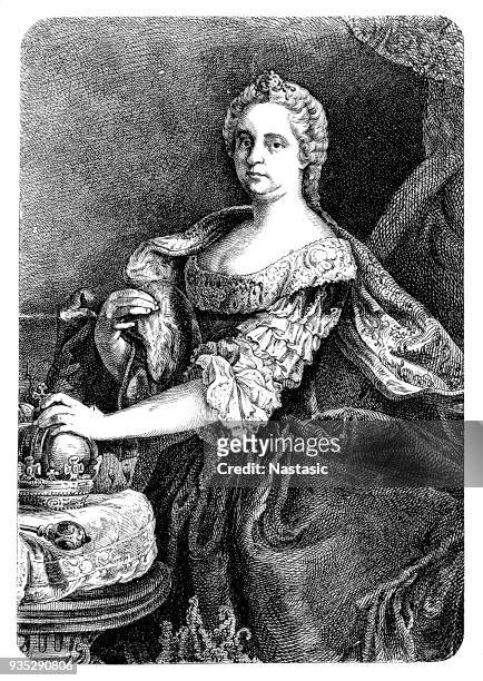 maria theresa (1717-1780), austrian queen - queen of hungary stock illustrations
