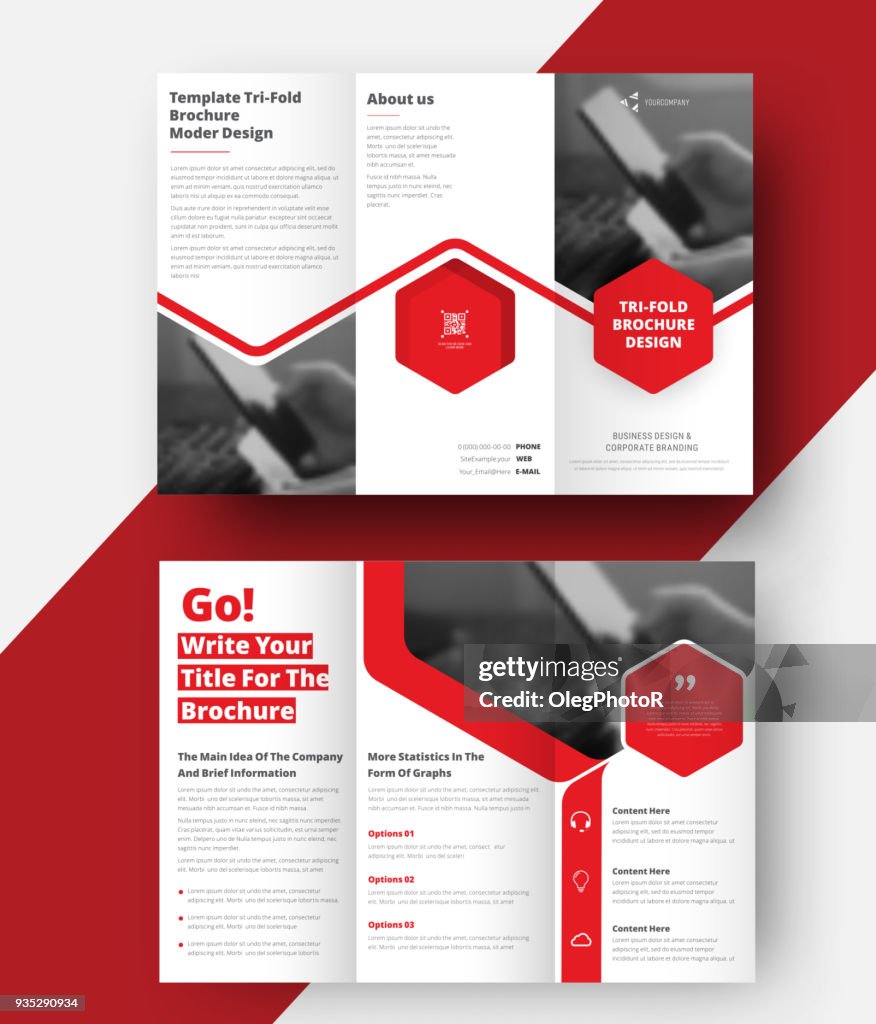 Vector Triple Folding Brochure For Business And Advertising High-Res ...