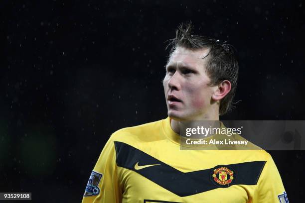 Tomasz Kuszczak of Manchester United looks on during the Carling Cup Quarter Final match between Manchester United and Tottenham Hotspur at Old...