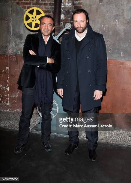 Nikos Aliagas and Yorgos Lanthimos pose for Greek Contemporary Cinema 6th Panorama at Le Cinema des Cineastes on December 1, 2009 in Paris, France.