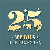 25 years anniversary vector icon, symbol