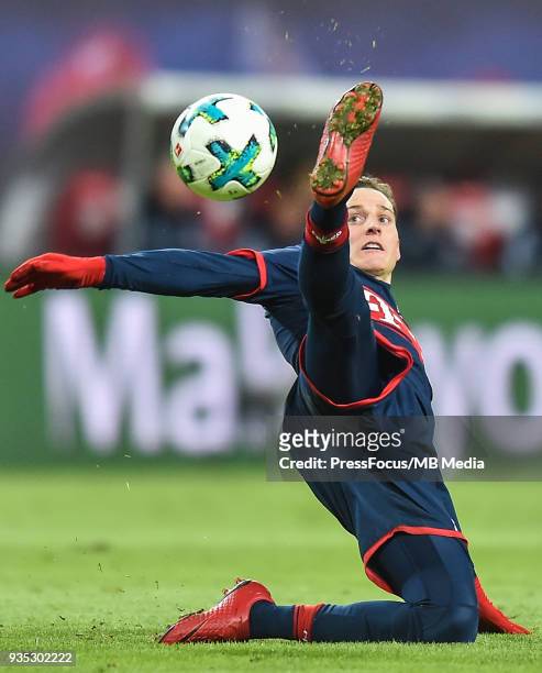 Sebastian Rudy of Bayern Muenchen in action during the Bundesliga match between RB Leipzig and FC Bayern Muenchen at Red Bull Arena on March 18, 2018...