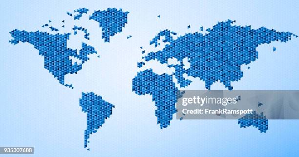 world map triangle pattern blue - triangle shape stock illustrations