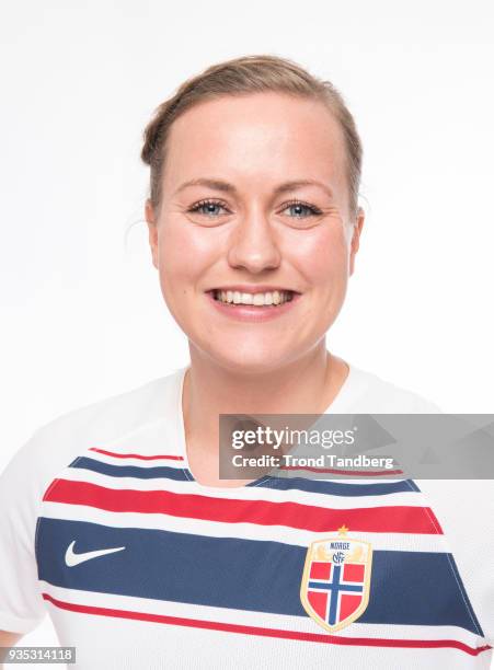 Kristine Minde of Norway of Norway during the launch of national kit Woman`s National Team NFF on February 27 , 2018 in Portimao, Portugal.