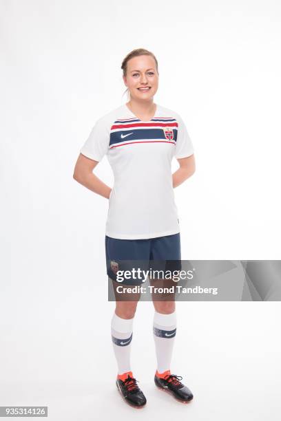 Kristine Minde of Norway of Norway during the launch of national kit Woman`s National Team NFF on February 27 , 2018 in Portimao, Portugal.