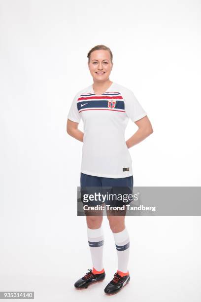 Kristine Minde of Norway of Norway during the launch of national kit Woman`s National Team NFF on February 27 , 2018 in Portimao, Portugal.