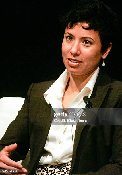 Ann Marie Sastry, chief executive officer of Sakti3, speaks at the Bloomberg Cars & Fuels Briefing at the Hammer Museum in Los Angeles, California,...
