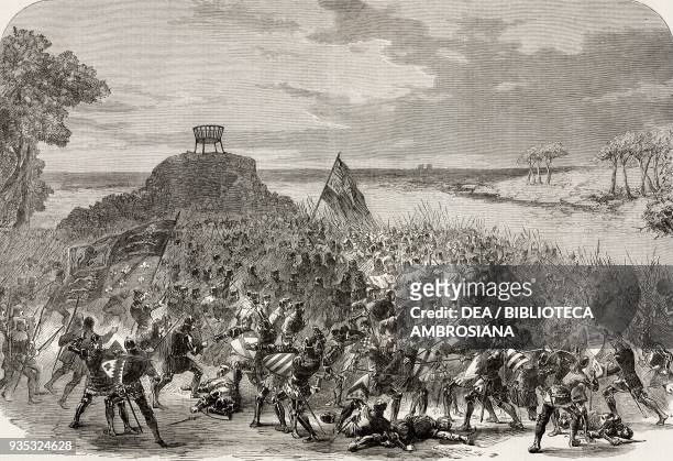 The Battle of Shrewsbury, scene from Shakespeare's play of King Henry IV, as played at Drury Lane Theatre, Part I, Last Act, Shakespeare...