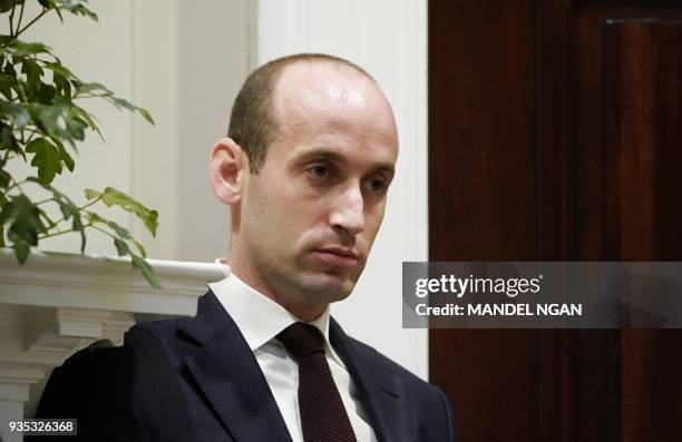 Senior Advisor to the president Stephen Miller is seen during a round table discussion with law enforcement officials on sanctuary cities in the...